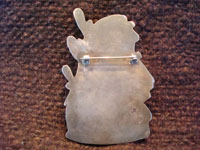 Native American Indian vintage silver jewelry, a Zuni broach with inlay, c. 1940. Photo of the back of the broach.