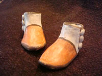 Native American Indian pottery and ceramics, a pair of Pueblo Indian mocassins, c. 1940-50's.  Main photo.
