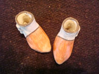 Native American Indian pottery and ceramics, a pair of Pueblo Indian mocassins, c. 1940-50's.  Side photo.