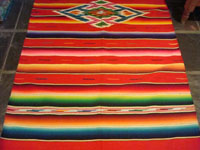 Mexican vintage sarapes and textiles, a beautiful Saltillo sarape, c. 1940. Photo of one end of sarape.