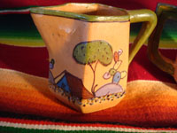 Mexican vintage pottery and ceramics, a teapot and creamer set from Tlaquepaque, c. 1930-40. Another view.