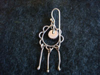 Photo showing the back side of the Native American silver jewelry, Navajo earrings with turquoise and silver dangles.