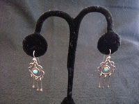 Native American Indian silver jewelry, vintage Navajo sterling silver earrings with turquoise balls and silver dangles, c. 1940.