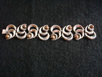 Mexican vintage sterling silver jewelry, Taxco mixed-metals bracelet fully extended.