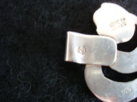 Mexican vintage sterling silver jewelry, photo of the signature stamp on the mixed-metals bracelet.