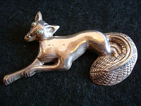 Mexican vintage silver jewelry, Taxco pin depicting fox, c. 1940's.