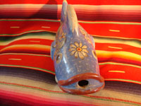 Mexican vintage pottery and ceramics, and Mexican vintage folk art, a burnished pottery fish from Tonala Jalisco, c. 1930's. Another view of pottery fish.