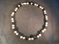 Mexican vintage silver jewelry and Taxco silver jewelry, a wonderful necklace composed of silver balls and square pieces of black jet, signed with the mark and number of Jose Marmolejo, Taxco, c. 1960-70's. Another photo of the necklace.