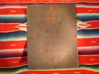 Mexican vintage devotional art, a retablo painted on tin, c. 1890-1900. The retablo is very beautifully painted with an image of St. Stanislaus Koska, a Jesuit saint much revered in Mexico. Photo showing the back side of the retablo.