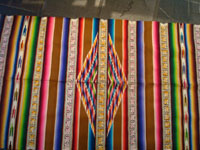 Mexican vintage textiles and sarapes, a spectacular Saltillo sarape with bands of tela deshilada (threads are removed and lovely flowers are then created with the remaining threads), c. 1920-40. This is an extremely rare and beautiful Mexican textile.  Another view of the center of the Saltillo sarape.