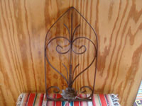 Mexican vintage tinwork art and metal art, a lovely wall sconce of wrought iron, c. 1950's. Main photo of the sconce.
