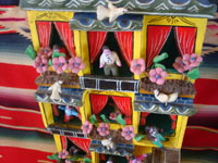 Mexican vintage pottery and ceramics, and Mexican vintage folk art, a pottery apartment building with happy tenants, Santa Cruz de las Huertas, Jalisco, c. 1970-80's. Signed YADR, for Jose Juan Ramos Medrano, the grandson of famed potter Candelario Medrano.