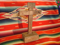 Mexican vintage devotional art, and Mexican vintage wood-carving, a mesquite cross with one nail remaining, c. 1890-1900.  Main photo.