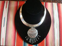 Mexican vintage sterling silver jewelry, and Taxco vintage sterling silver jewelry, a stunning choker-style necklace with a magnificent medallion or pendant, Taxco, c. 1940's. Main photo of the choker.