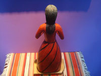 New Mexican vintage devotional art, a beautiful carved wooden bulto depicting Our Lady of Sorrows, New Mexio, c 1970's. Photo of the back of the piece.