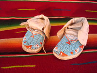 Native American Indian beadwork baby mocassins, Lakota or Cheyenne, c. 1890-1900. The beadwork is fantastic and is in great condition. Main photo.
