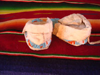 Native American Indian beadwork baby mocassins, Lakota or Cheyenne, c. 1890-1900. The beadwork is fantastic and is in great condition. A photo showing the back of the mocassins.