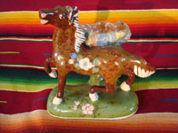 Mexican vintage pottery and ceramics, a prancing horse with attached bowl, Tlaquepaque, c. 1930. Main photo.
