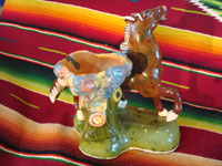 Mexican vintage pottery and ceramics, a prancing horse with attached bowl, Tlaquepaque, c. 1930. Another view of the pottery horse.