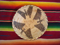 Native American Indian basket, a lovely Papago basketry tray with bats, c. 1930-40. Main photo.