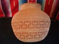 Native American Indian antique baskets, a beautiful polychrome Chemehuevi olla, c. 1920.  A side-view of the Chemehuevi basket.