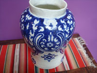 Mexican vintage pottery and ceramics, a lovely Talavera vase from Puebla, c. 1930.  A closer view of the vase.
