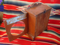 Mexican vintage devotional art and folk art, a wonderful wooden nicho, used to display an image of Christ, the Blessed Virgin, or a saint, c. 1940's. Photo showing the back of the nicho.