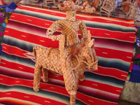 Mexican vintage straw-art and tule reed-art, a figure of Emiliano Zapata mounted on his horse, made of tule or river reeds from Tzintzuntzan, Michoacan, c. 1940's. Main photo.