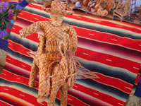 Mexican vintage straw-art and tule reed-art, a figure of Emiliano Zapata mounted on his horse, made of tule or river reeds from Tzintzuntzan, Michoacan, c. 1940's. Another angle of the rider and horse.