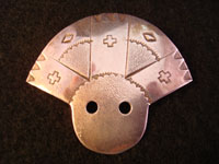 Native American vintage silver jewelry, another view of the Navajo silver pin depicting the Apache Spirit Warrior.