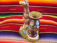 Mexican vintage pottery and ceramics, and Mexican vintage folk art, a pottery duck standing next to a lovely blackware vase, from Tlaquepaque, Jalisco, c. 1930's. Another view of the duck.