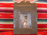 Mexican vintage folk art and tinwork art, a tinwork-art nicho with a wonderful wax figure of a boy and his donkey by Luis Hidalgo, 1941. Main photo of nicho.