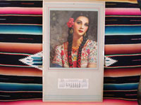 Mexican vintage folk art, a 1949 calendar with a beautiful calendar-girl.