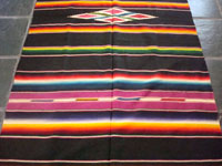 Closeup photo of the vintage Mexican textile, a Saltillo Sarape.