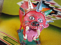 Mexican vintage pottery and folk art, a nagual by famous Mexican folk artist Candelario Medrano, c. 1960's. A closeup photo of the nagual's face.