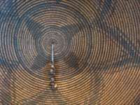 Native American Indian antique baskets, and Apache antique baskets, a wonderful Apache basket with lovely squash blossom design elements, Arizona, c. 1890.  Closeup photo of the center of the Apache basket.