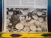 Native American Indian antique baskets, and Apache antique baskets, a wonderful Apache basket with lovely squash blossom design elements, Arizona, c. 1890.  The page from Arizona Highways Magaine showing the basket.