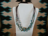 Native American Indian vintage jewelry, and Navajo vintage jewelry, a lovely three-strand necklace of turquoise and heishi, Arizona or New Mexico, c. 1950's. Main photo of the Navajo necklace.
