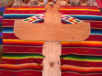 Native American Indian antique folk art, a wood-carved totem pole from the Pacific Northwest, Squamish, c. 1950. The totem pole features a wonderful eagle at the top, a transformation figure, and a beautiful bear. Photo of the back side of the totem pole.
