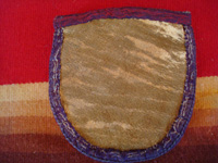 Native American Indian beadwork, a beautiful beaded pouch on native-tanned hide, Woodlands Indian, c. 1910-20. The beads are very fine, and the beadwork is exceptional! Photo of the back side of the pouch.