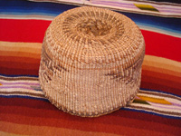 Native American Indian basket, a Klamath twined basket with the porcupine design on the sides, Klamath Indians of Northern California, c. 1910-20. Photo of the bottom of the Klamath Indian basket.