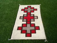 Native American Indian vintage textiles, and Navajo textiles and rugs, a very beautiful transitional-period rug with three crosses, Arizona or New Mexico, c. 1900. Main photo of the vintage Navajo rug or textile.