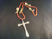Mexican vintage silver jewelry, a Mexican or Guatemalan silver cross, c. 17th-18th century. This is a colonial era devotional cross showing significant indigenous, pre-hispanic influence. Main photo of cross.