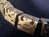 Mexican vintage silver jewelry, a lovely Taxco sterling silver necklace, c . 1940. The necklace is composed of silver carved and hollowed out trianglular pieces and is exquisite! Another closeup photo showing the Taxco silver necklace.