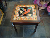 Vintage California tile and ceramics, a rare and extremely beautiful, tile table with a wonderful parrot in the center and an incredibly fine border, California, c. 1930's. Main photo of the California vintage tile table.