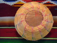 Native American Indian antique Indian baskets, a very rare and unique Seminole basket, c. 1920's. Photo showing the outside of the Seminole Indian basket.