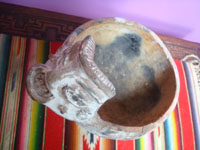 Mexican vintage pottery and ceramics, an incense vessel from the Lacandon jungle, Chiapas, c. 1940.  Photo shot from above looking down at the incense holder.