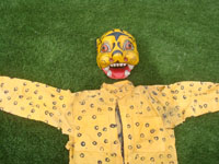 Mexican vintage folk art, a wonderful Guerrero dance costume of a tiger, c. 1950.  Closeup photo of the mask.