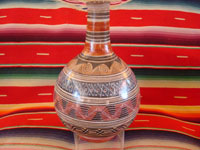 Mexican vintage pottery and ceramics, a burnished jar from Tonala, Jalisco, c. 1930. Signed, Augustin, wonderful Aztec geometric pattern. Main photo.