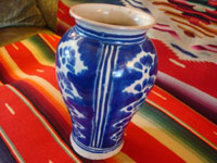 Mexican vintage pottery and ceramics, a lovely talavera vase from Puebla, c. 1930's. Wonderfully formed and painted, and fired multiple times, this is an outstanding piece of talavera. Second photo showing talavera vase.